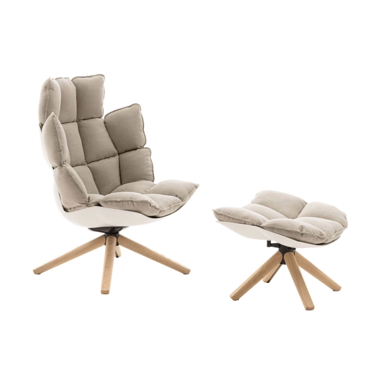 HUSK Haut avec repose-pieds Toile Asolo Ecru B&B ITALIA