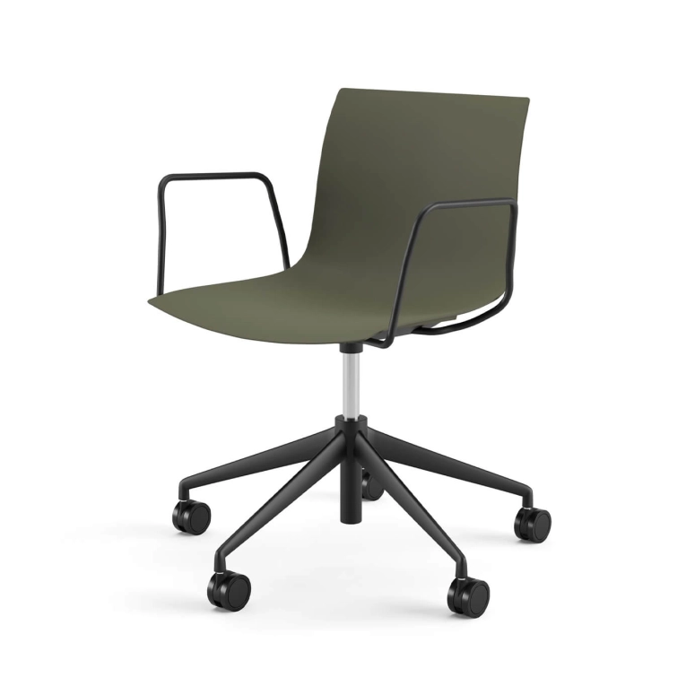 Fauteuil de bureau CATIFA RE 46 5 branches à roulettes Vert de lande ARPER