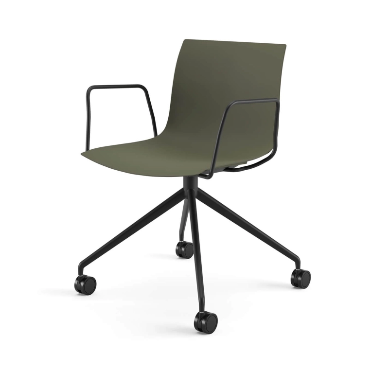 Fauteuil de bureau CATIFA RE 46 4 branches à roulettes Vert de lande ARPER