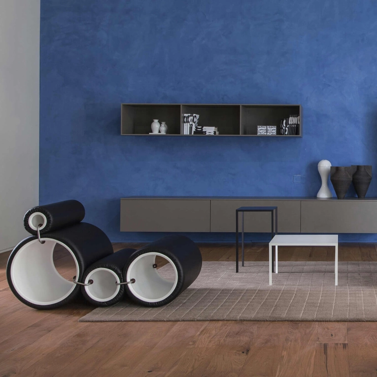 Easy chair TUBE CHAIR Black leather CAPPELLINI