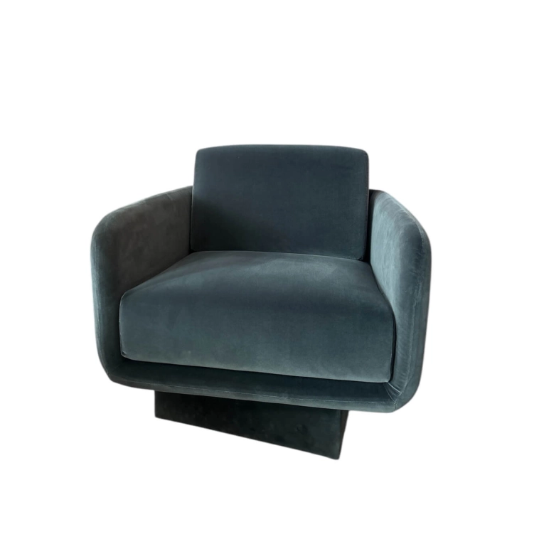 Fauteuil LILAS Velours Bleu 408 base pivotante GALLOTTI & RADICE