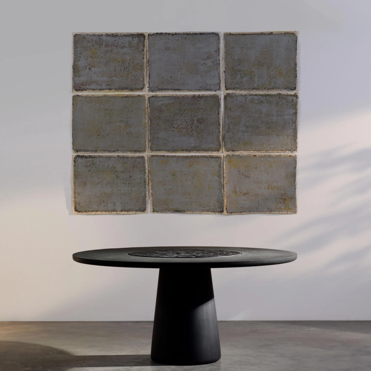 Table KOBA plateau granite Ø 140 Érable noir ZANAT