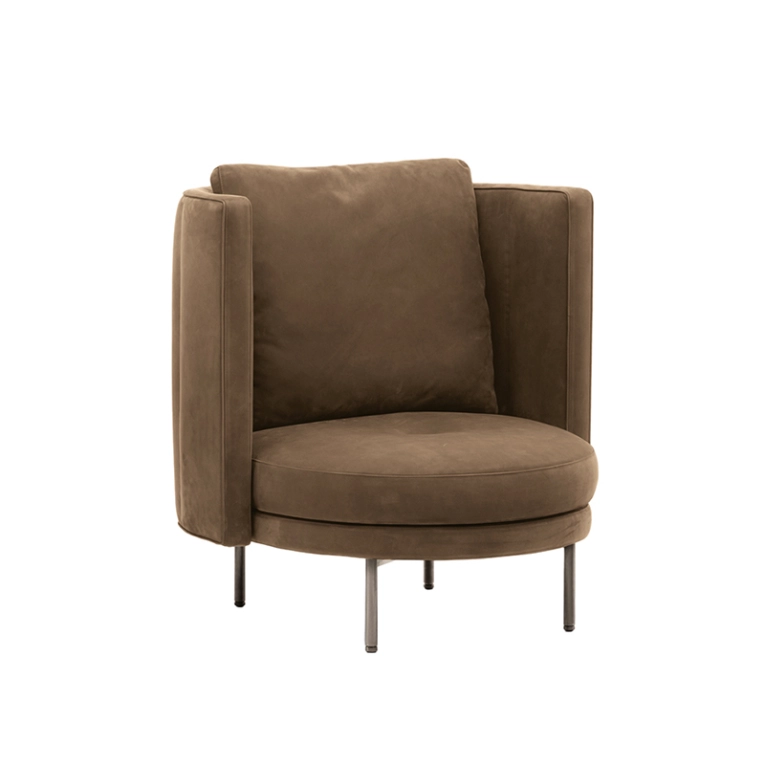 Easy chair TORII armchair and ottoman in Cognac Brown nubuck MINOTTI