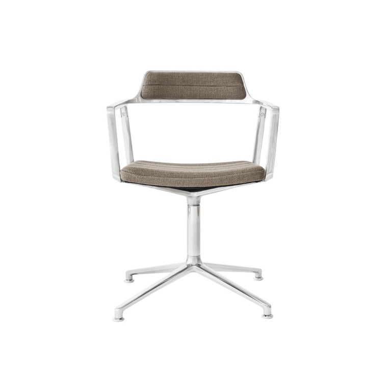 Chaise SWIVEL CHAIR 452 sur patins Tissu sable foncé / Aluminium poli VIPP