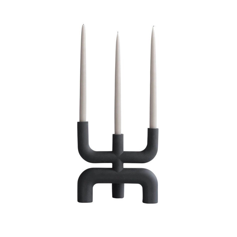 Candle Holder, Candlestick and Candle COBRA Black 101 COPENHAGEN