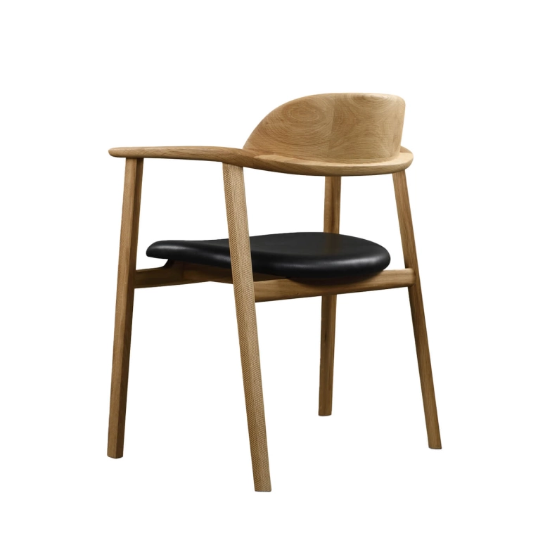 Chaise MATI cuir Nappa 10000 Noir chêne blanc ZANAT