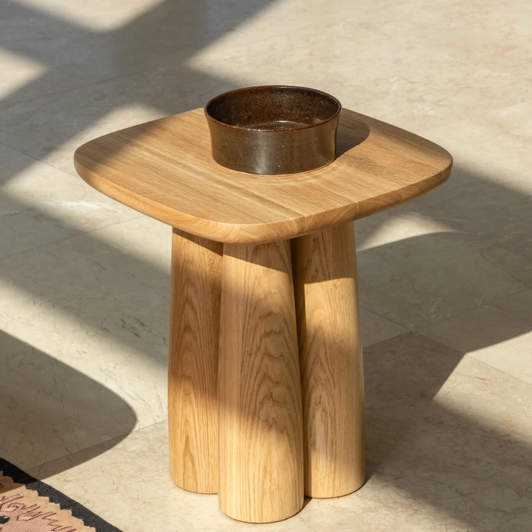 Table d'appoint guéridon STOLAC Chêne blanc ZANAT