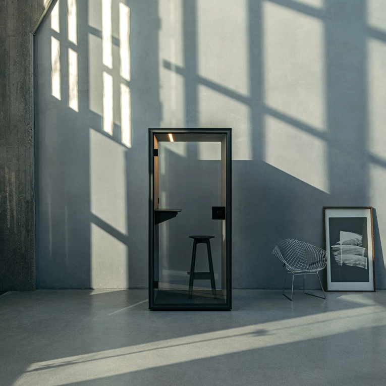 Cabine acoustique BA FOCUS Fond verre Noir BERLIN ACOUSTICS
