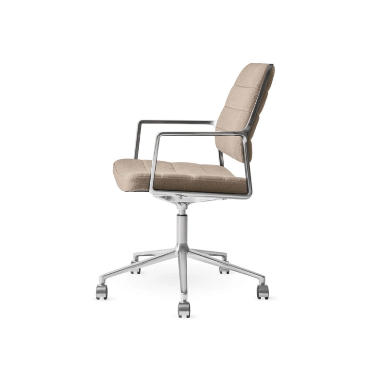 SWIVEL CHAIR 455+ à roulettes tissu Tide / Aluminium poli VIPP