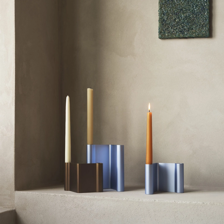 Candle Holder, Candlestick and Candle PAIR H 11 Light blue MUUTO