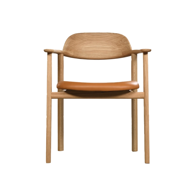 Chaise MATI cuir Nappa 100032 Cognac noyer ZANAT