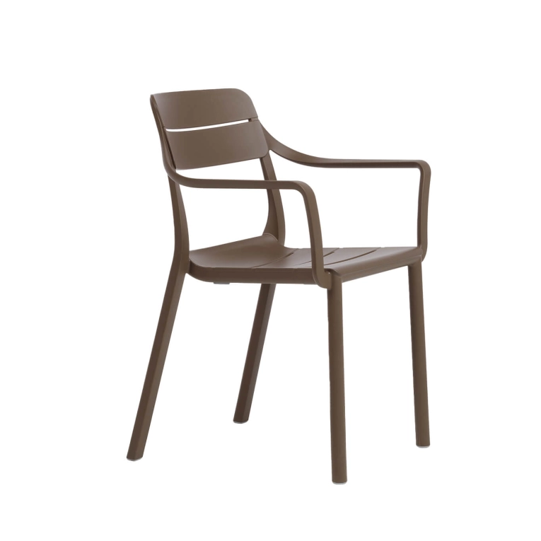 Outdoor Chair and Small Lounge Chair CASSIA with armrests Tobacco NARDI