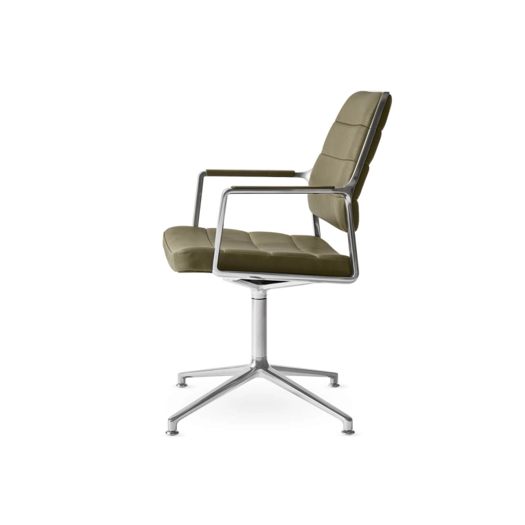 SWIVEL CHAIR 455 à patins cuir Bosco / Aluminium poli VIPP
