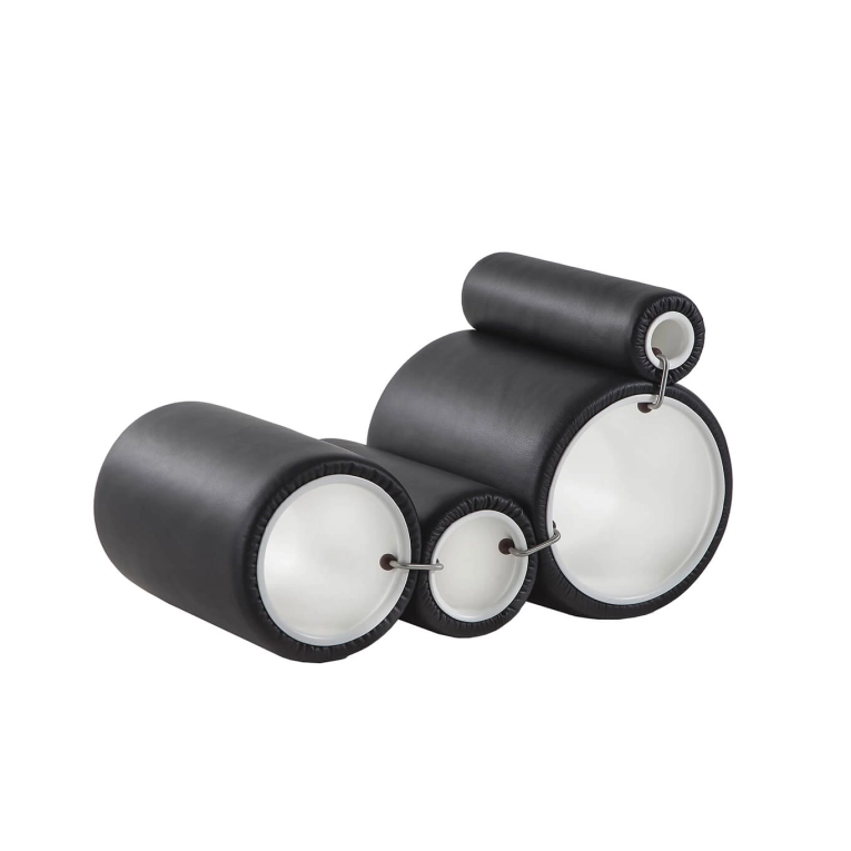 Easy chair TUBE CHAIR Black leather CAPPELLINI