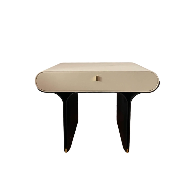 Table de chevet STAMI NIGHT Cuir Fard Ecru 2304 GALLOTTI & RADICE