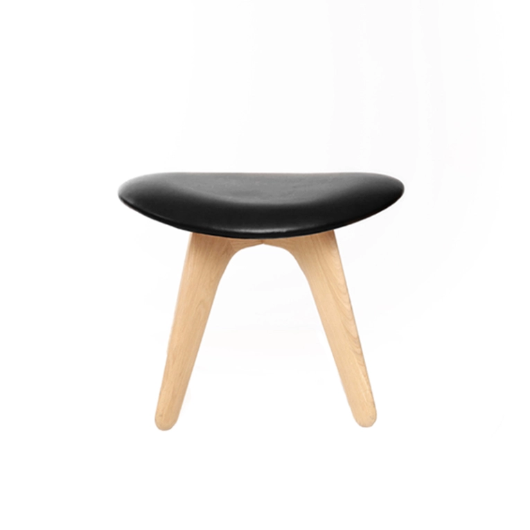 Pouf SLAB OTTOMAN Chêne/ cuir noir TOM DIXON