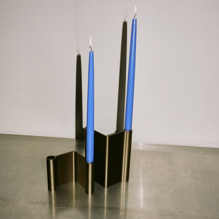 Candle Holder, Candlestick and Candle PAIR H 18 Brown MUUTO