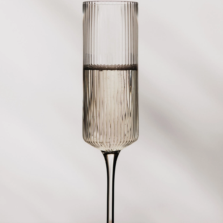 Glassware Set of 2 RIPPLE Champagne Flutes Transparent FERM LIVING