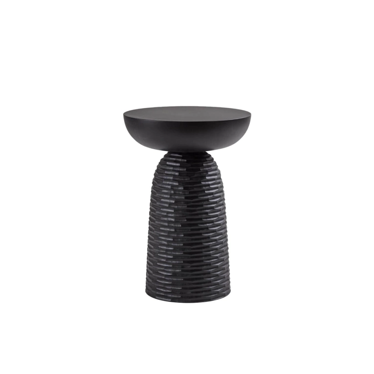 Stool NERA full base carved cuts Maple black ZANAT