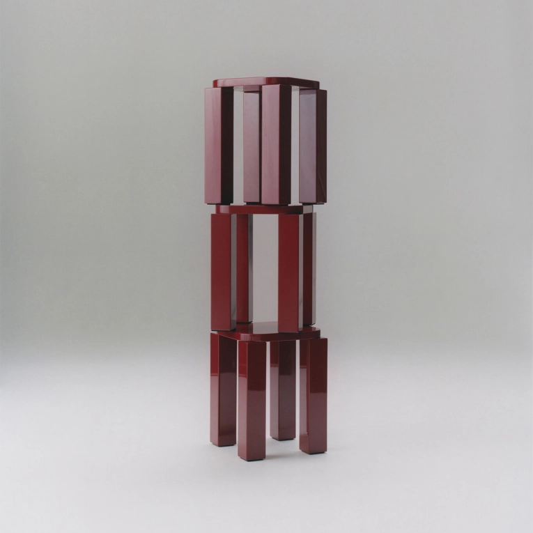 Stool ATLAS lacquered Burgundy NEW WORKS