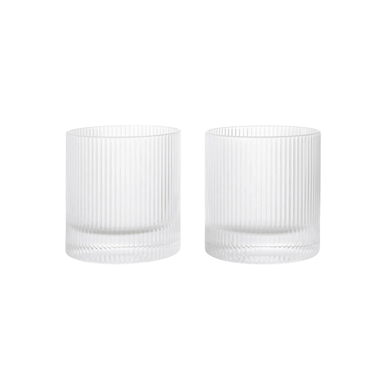 Glassware Set of 2 RIPPLE Tumbler glasses Transparent FERM LIVING