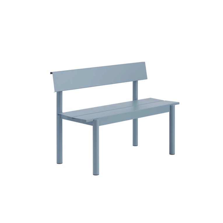 Outdoor Bench LINEAR STEEL with backrest W 110 Pale blue MUUTO