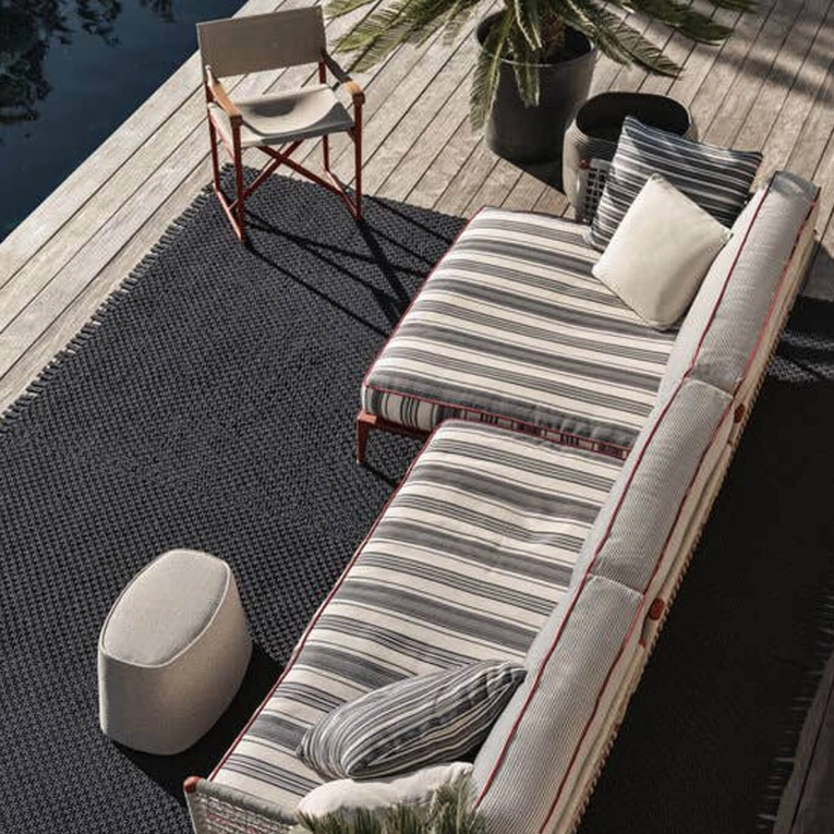 RIBES angulaire Jacquard Elisir rayures étroites noir/corde B&B ITALIA