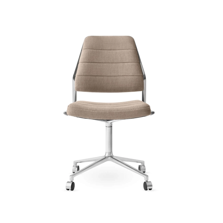 SWIVEL CHAIR 454 à roulettes tissu Tide / Aluminium poli VIPP