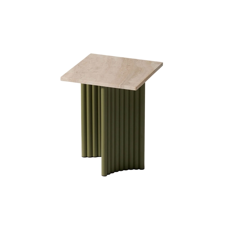 Outdoor Coffee Table VIDALENTA 37x37 Travertine/ Moss green CASSINA