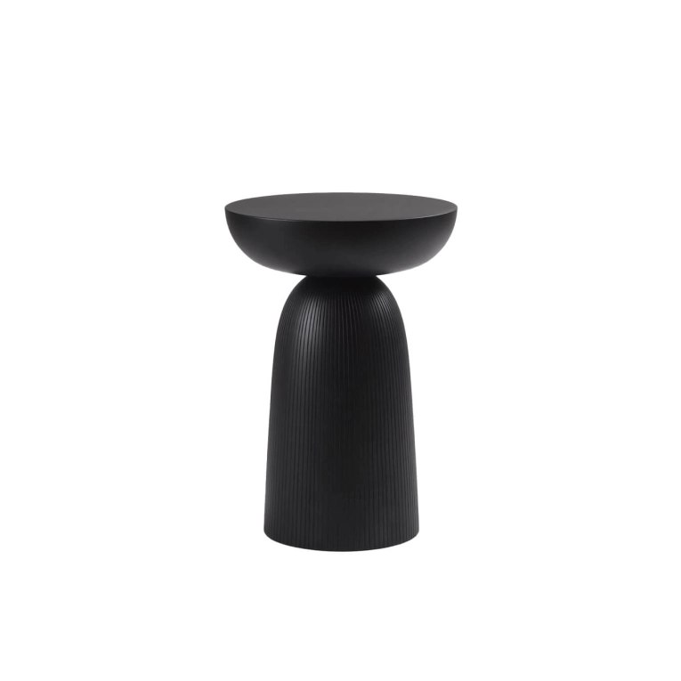 Tabouret NERA base pleine à lignes sculptées Érable noir ZANAT