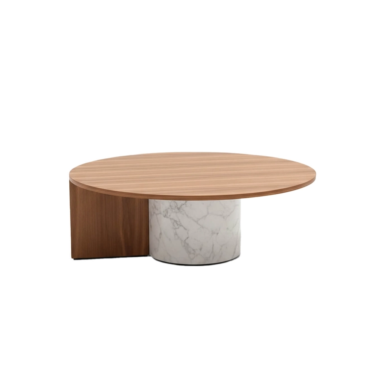 Table basse SENGU LOW Ø 90 Noyer / Marbre de Carrare CASSINA