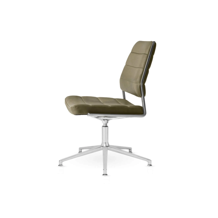 SWIVEL CHAIR 454+ à patins cuir Bosco / Aluminium poli VIPP