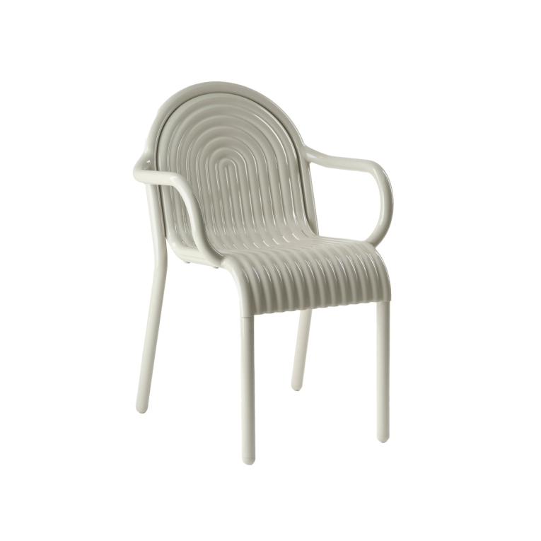 Outdoor Chair and Small Lounge Chair 01 Groove Arm Putty TOM DIXON