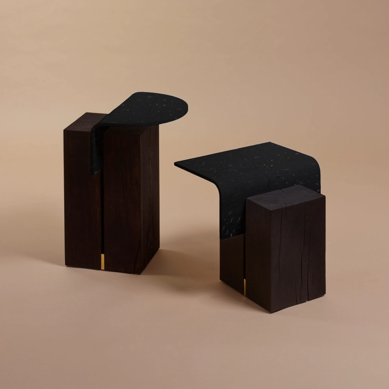 Side Table GHAN 92.8 S stained oak/ black plastic NOMA