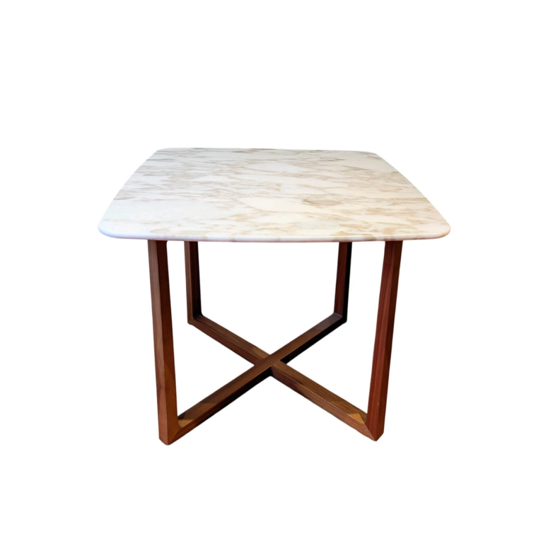 Table d'appoint guéridon GIPSY marbre Calacatta pieds noyer Canaletto naturel FLEXFORM