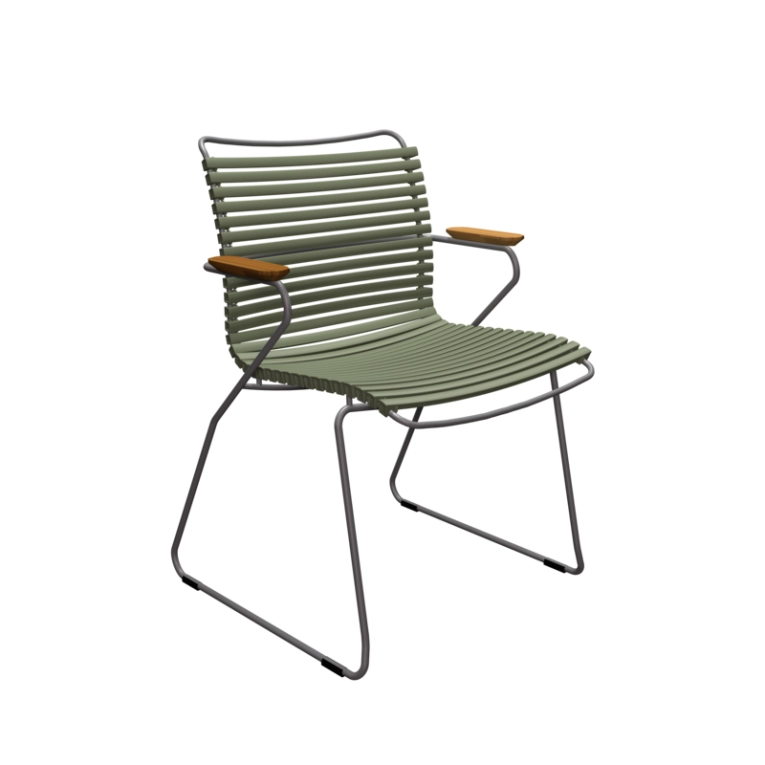 Chaise extérieur Chaise CLICK avec accoudoirs Vert olive HOUE