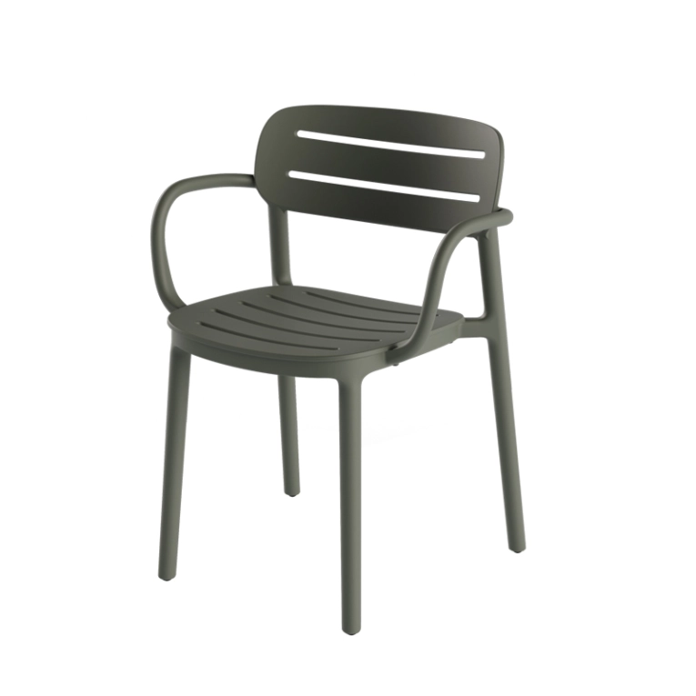 Chaise extérieur CROISETTE avec accoudoirs Anthracite SERRALUNGA