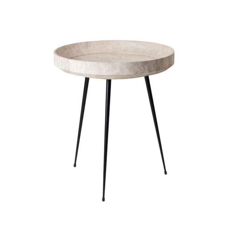 Table d'appoint guéridon BOWL WASTE Wood waste Grey MATER