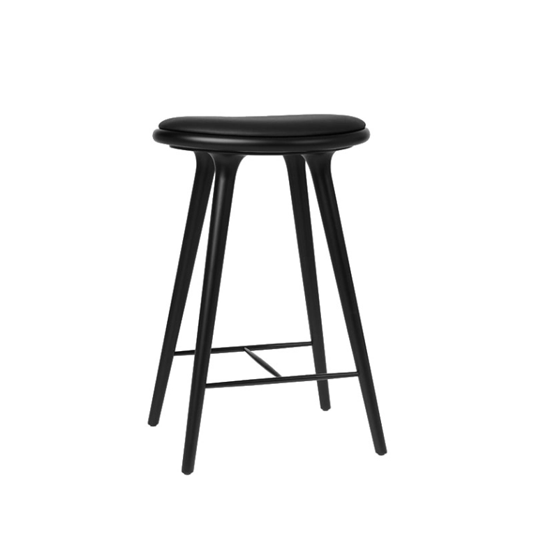 Tabouret haut HIGH STOOL Hêtre noir/ cuir noir MATER