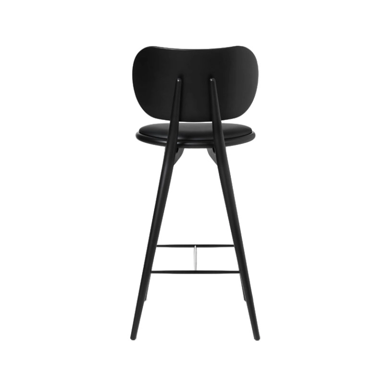 Tabouret haut HIGH STOOL BACKREST Hêtre noir/ cuir noir MATER