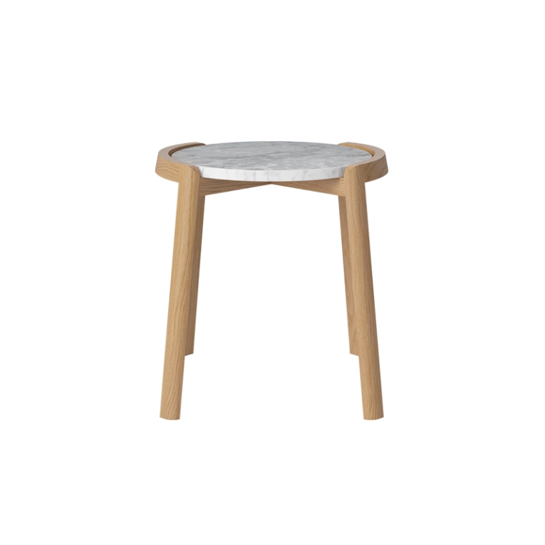 Table d'appoint guéridon MIX Ø 46 Marbre gris blanc BOLIA