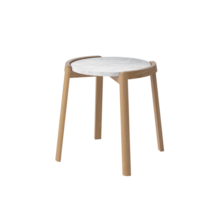 Table d'appoint guéridon MIX Ø 46 Marbre gris blanc BOLIA