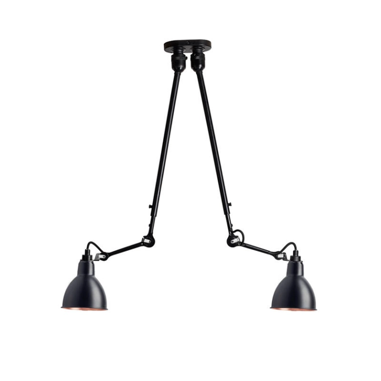 Plafonnier GRAS N°302 DOUBLE Noir/ intérieur cuivre DCW EDITIONS
