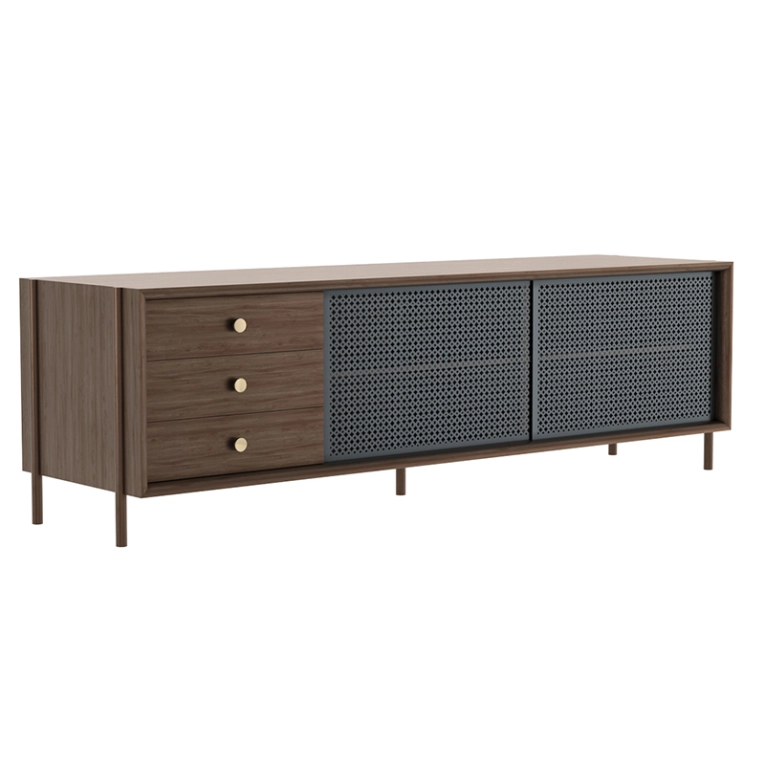 Meuble de rangement Buffet GABIN L162 avec tiroirs Noyer/ Gris ardoise HARTO