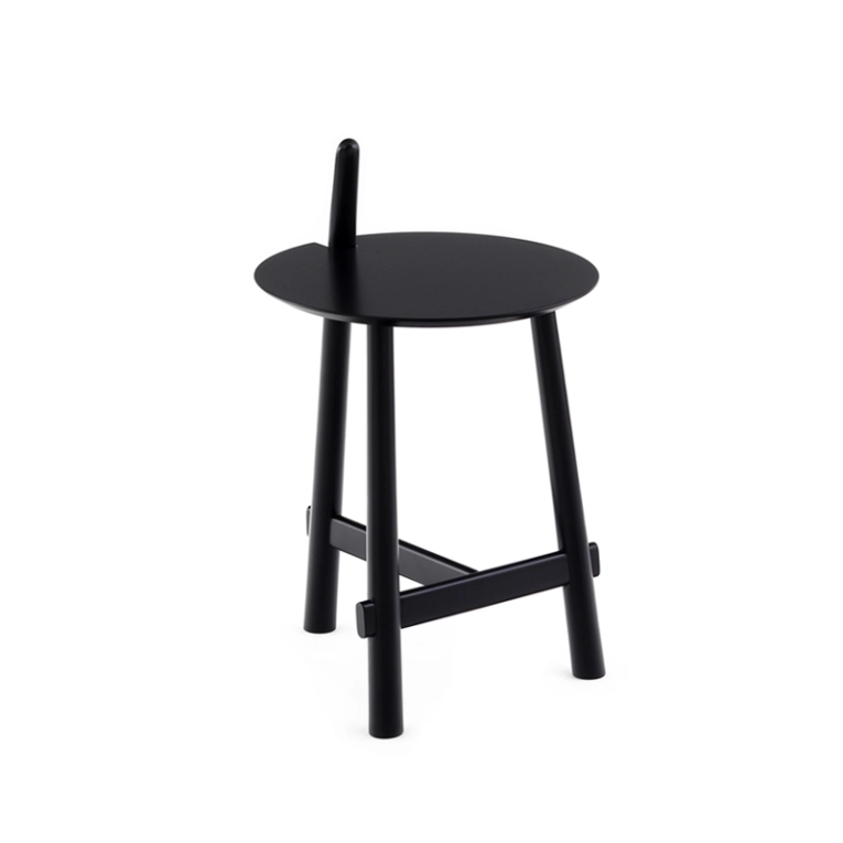 Table d'appoint guéridon ALTAY Plateau noir  Piètement noir COEDITION