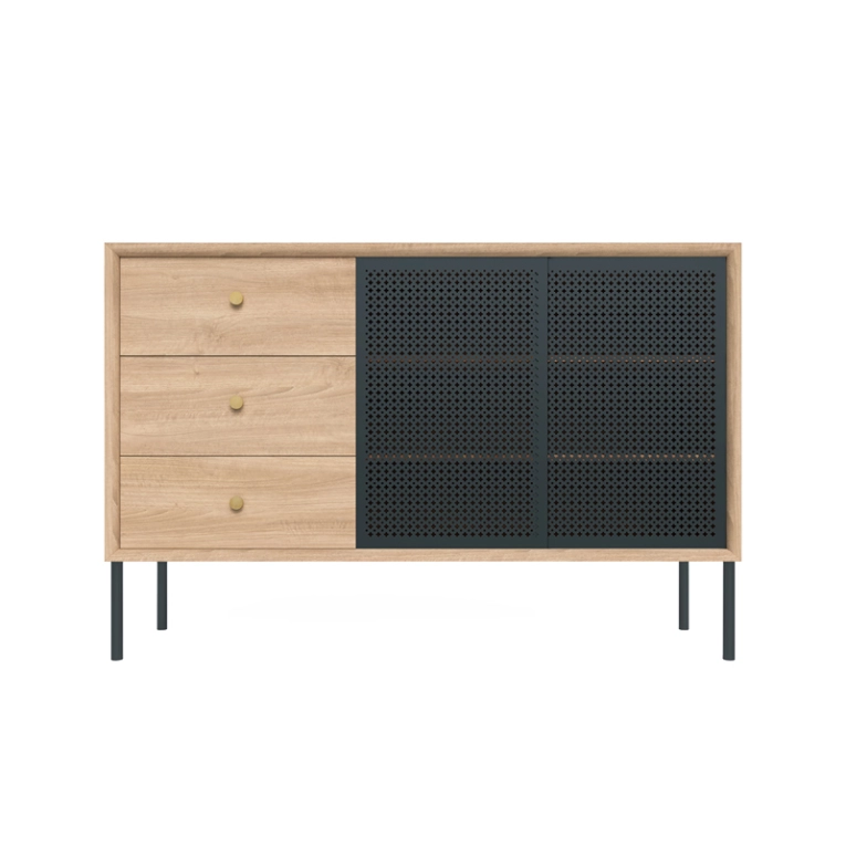 Meuble de rangement Buffet GABIN haut Chêne/ Gris ardoise HARTO