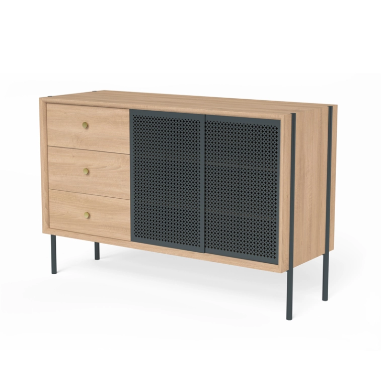 Meuble de rangement Buffet GABIN haut Chêne/ Gris ardoise HARTO