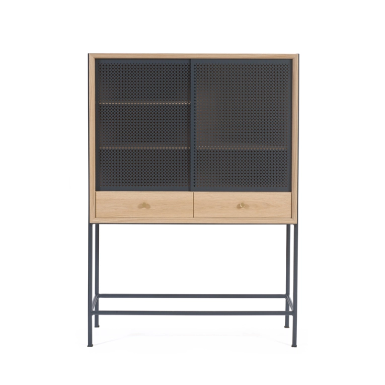 Meuble de rangement Cabinet GABIN Chêne/ Gris ardoise HARTO