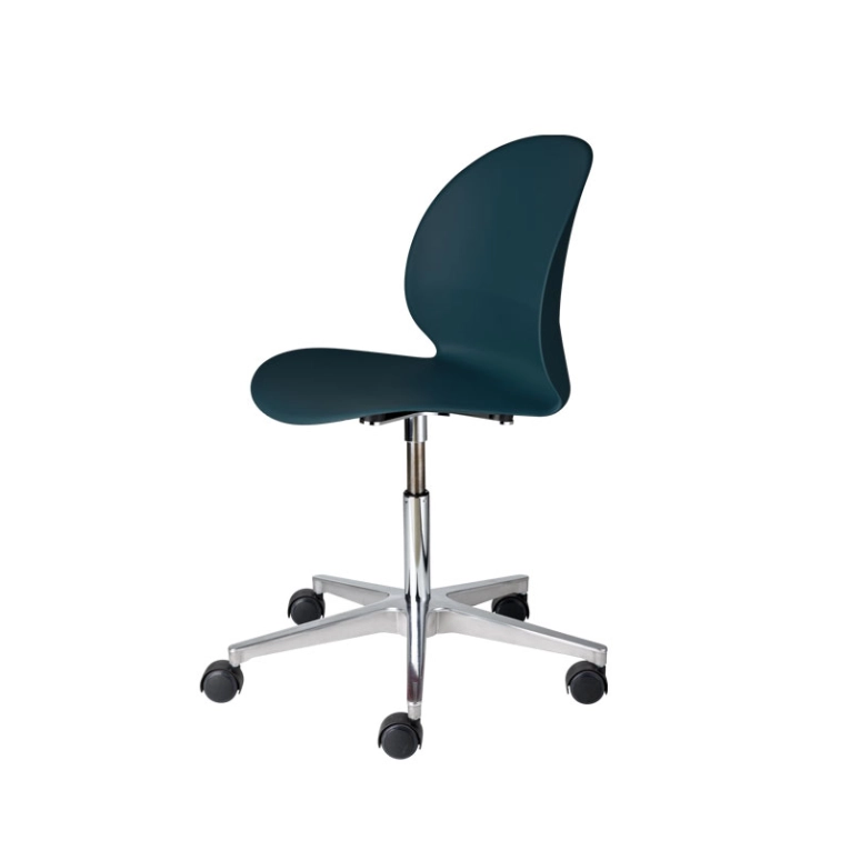 Chaise N02  RECYCLE piètement roulettes Bleu foncé FRITZ HANSEN