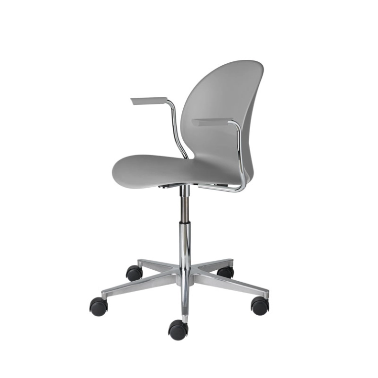 Chaise N02 RECYCLE avec accoudoirs et roulettes Gris FRITZ HANSEN